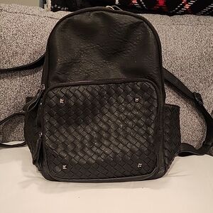 Madison West Black Textured Backpack